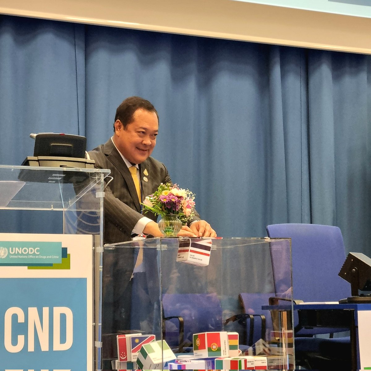 At #CND67 High-Level Segment, Justice Min Tawee Sodsong 🇹🇭 pledged for Thailand to, within 1 year, boost access to treatment and rehab; intensify interdiction efforts along the border; and increase international coop to address challenges in the Golden Triangle.
#Pledge4Action