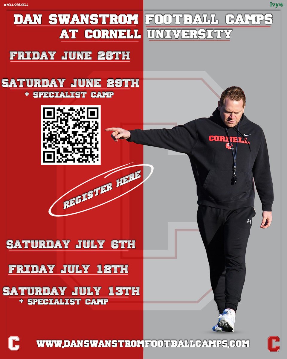 High School Specialists... Come camp at Cornell this summer on 6/29 and 7/13! #YellCornell #GBR