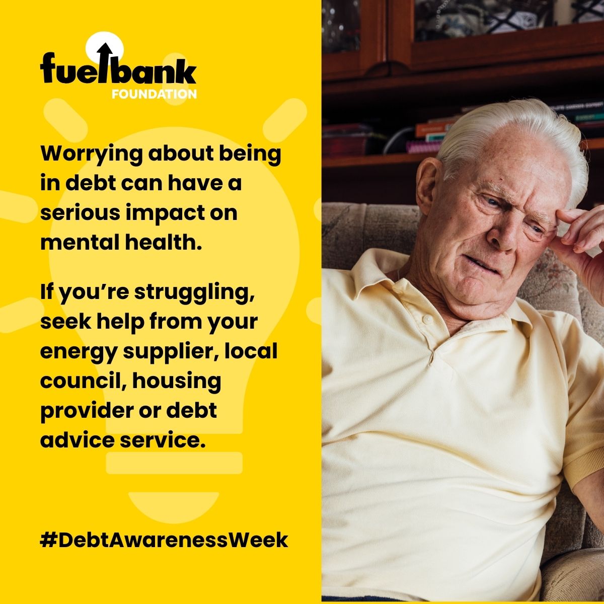 Research shows that 50% of adults who are struggling with debt also have mental health problems. If you're worried about money, speak to someone. Talking about it can help. #DebtAwarenessWeek