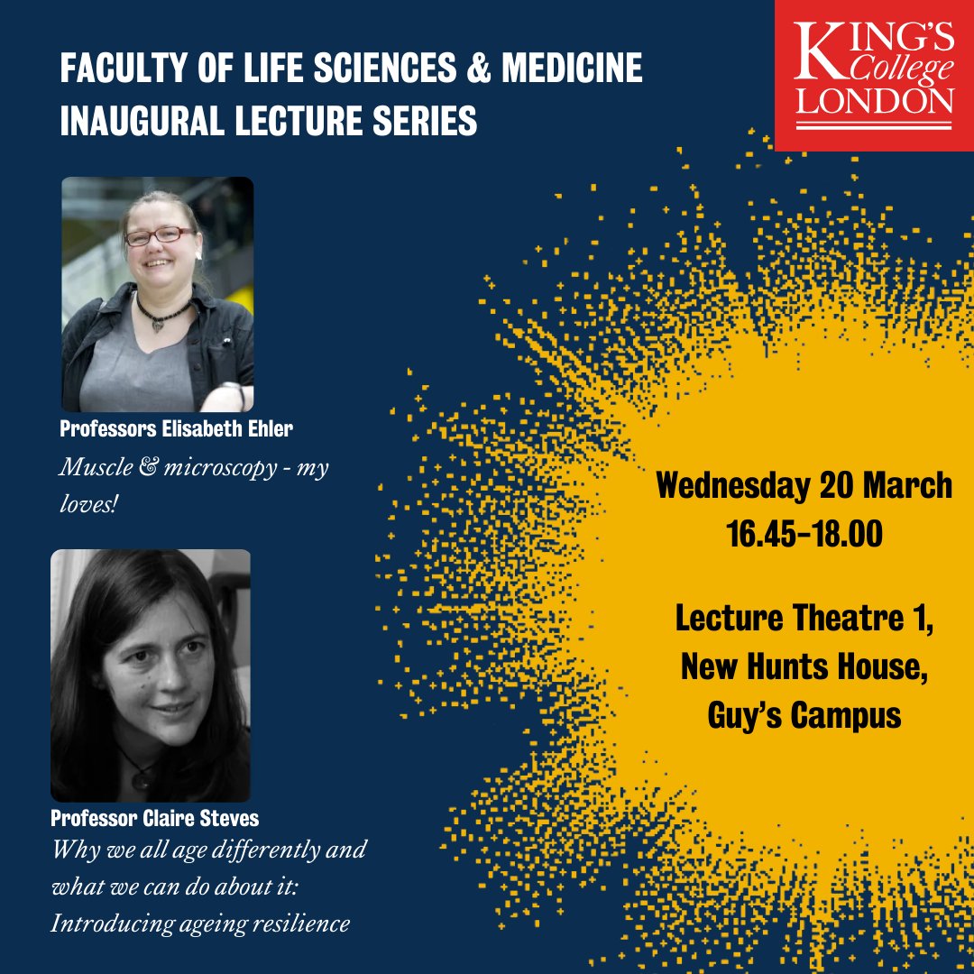 This Wednesday our Inaugural Lecture series continues with Professor Elisabeth Ehler and Professor Claire Steves Find out more and sign up here ⬇ kcl.ac.uk/events/inaugur… Missed any of our 23/24 Inaugural Lecture series? Watch them back at kcl.ac.uk/inspiringtalks