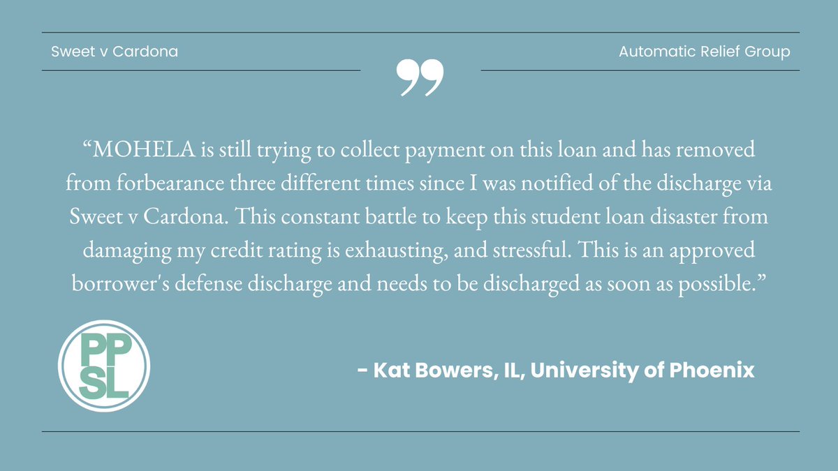 ⏰ 50 days past the #borrowerdefense settlement deadline and lenders like @MOHELA are still harassing borrowers and wrongly putting people into repayment.

@usedgov it is your responsibility to get these servicers to comply with the court ordered settlement.