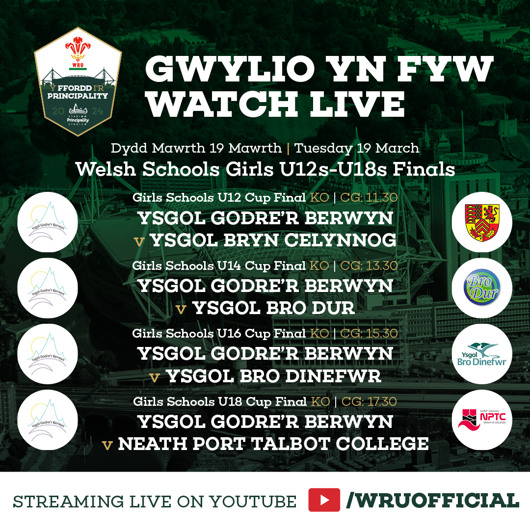 WelshRugbyUnion's tweet photo. 🏉 Road to Principality

Several games are on today, follow them with the livestream on the WRU YouTube channel 👇

#RTP24