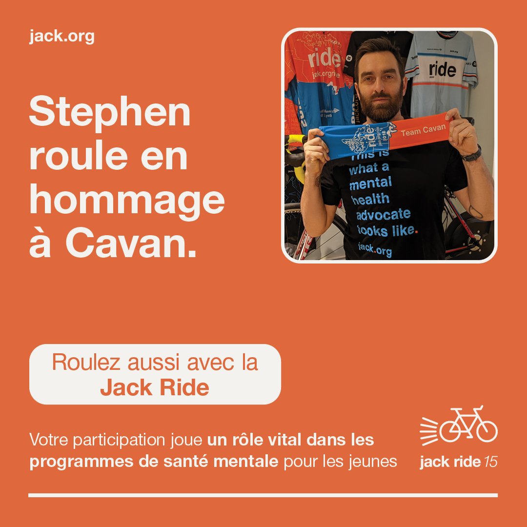 Chaque Jack Ride porte en elle des histoires inspirantes. Stephen pédale en honneur à son cousin Cavan pour sa 8ème participation. Son but ? Changer notre approche de la santé mentale. Rejoins le mouvement - inscris-toi sur jack.org/ride #PiedSurLaPédale