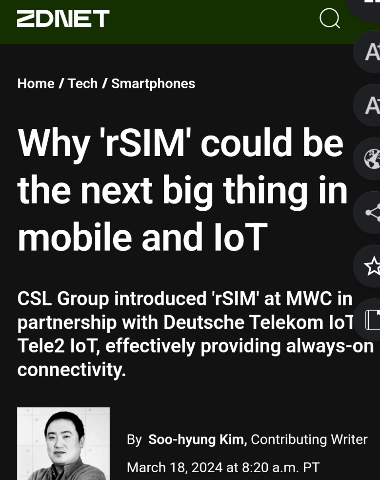 tek_nikel54's tweet image. Why #rSIM #couldbe #nextbigthing in #mobile and #IoT. #CSLGroup #introduced 'rSIM' at #MWC in #partnership with #DeutscheTelekomIoT n #Tele2IoT, #effectively #providing #alwayson #connectivity🤖

#mobiletech #esim #usim #automaticswitch #Tek_Nickel054🤖
zdnet.com/google-amp/art…