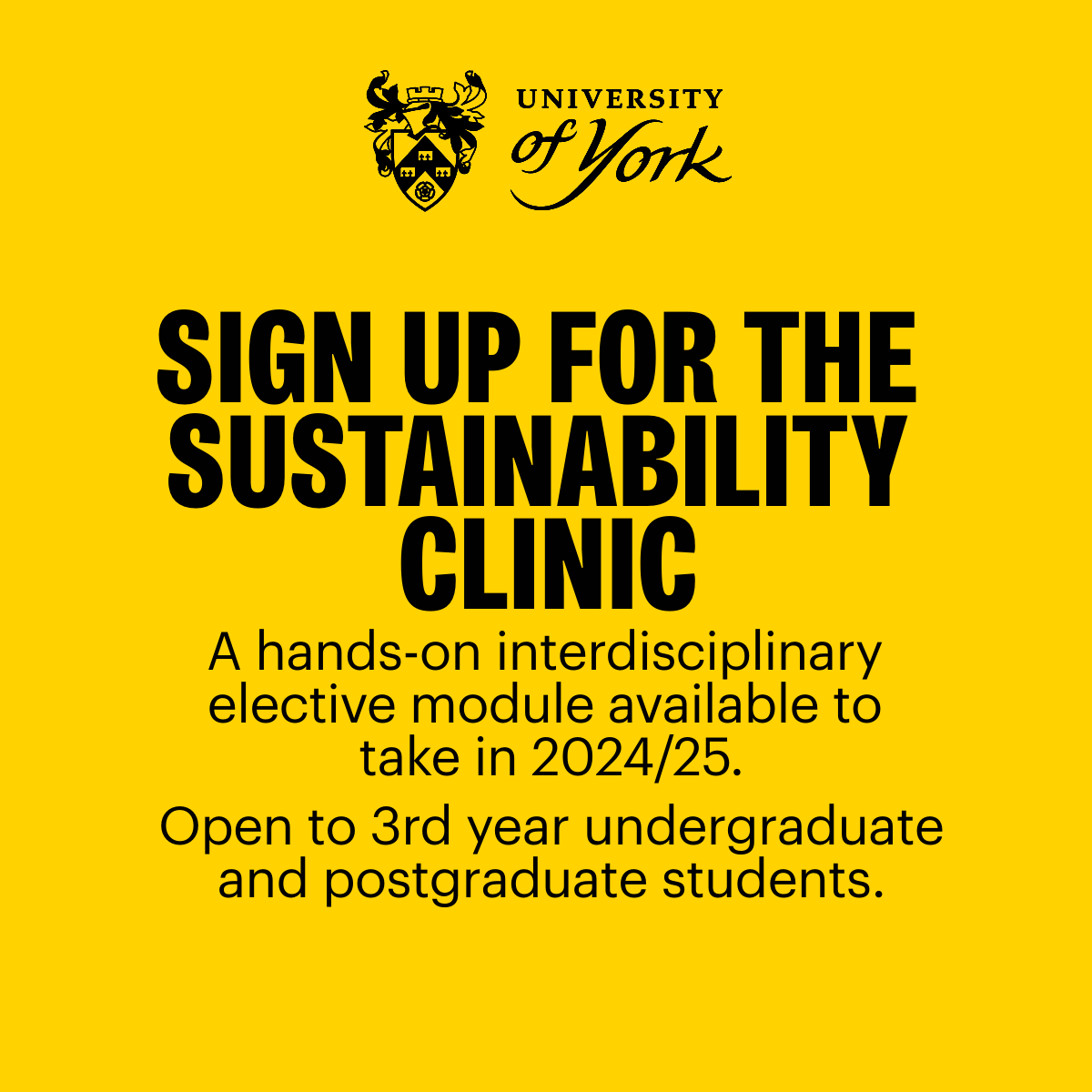 🌿 Calling students: Join the award-winning Sustainability Clinic in 2024/25! Work on real-world projects with organisations, enhance your CV & tackle sustainability issues! Elective module open to all UoY students! Apply here: bit.ly/3PpsFhF #sustainabilityclinic