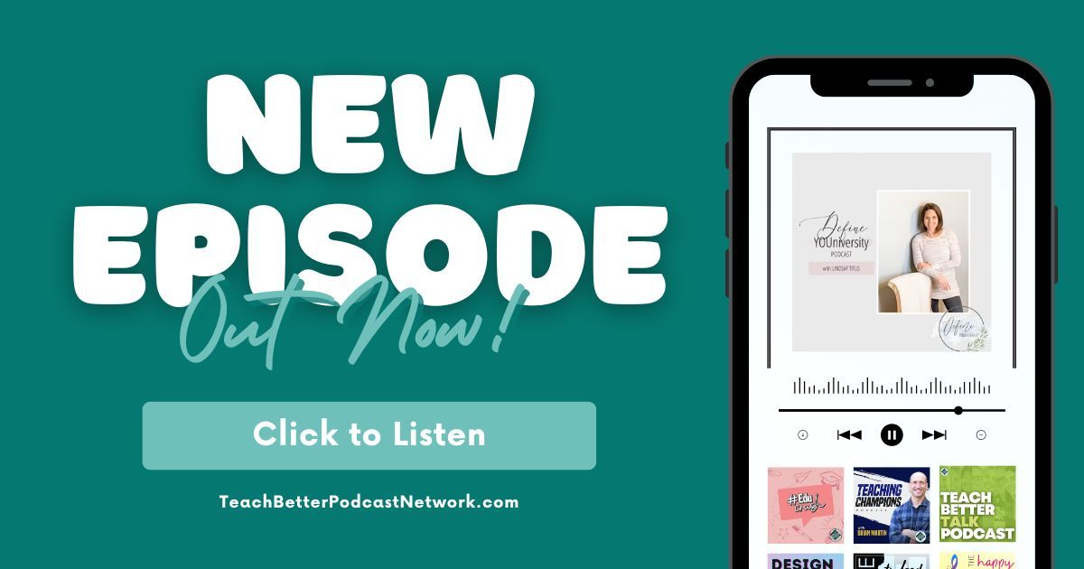 teachbetterteam's tweet image. Rediscover joy in your career, relationships, and life with the Define YOUniversity Podcast hosted by Lindsay Titus. Join us on a journey of self-discovery and empowerment. Listen here: buff.ly/3Uf0BAO. #PodcastNetwork #TeacherSupport