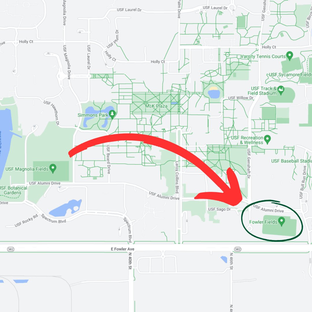 📢 Important Update! 📢

➡️Effective immediately, Intramurals located on Magnolia Fields will be moved to Fowler Fields, located on the south side of campus.

🔗Impacted Intramurals can reach out to our Intramurals team at rec-imsports@usf.edu for any questions!
