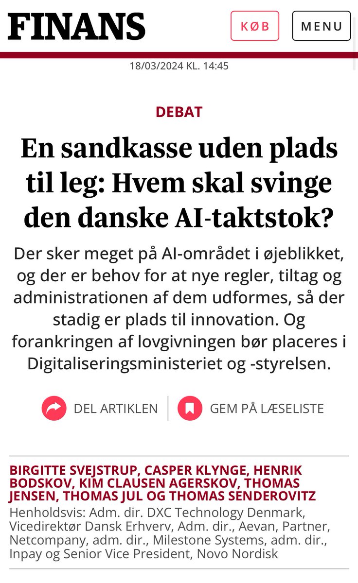 Hvad pokker er en AI-'sandkasse'? Og hvad skal vi med den, hvis den ikke giver plads til (friere) leg?
 
Der skal skabes plads til innovation i AI-reguleringen, hvis Danmark og danske virksomheder ikke skal sakke bagud i den globale konkurrence.