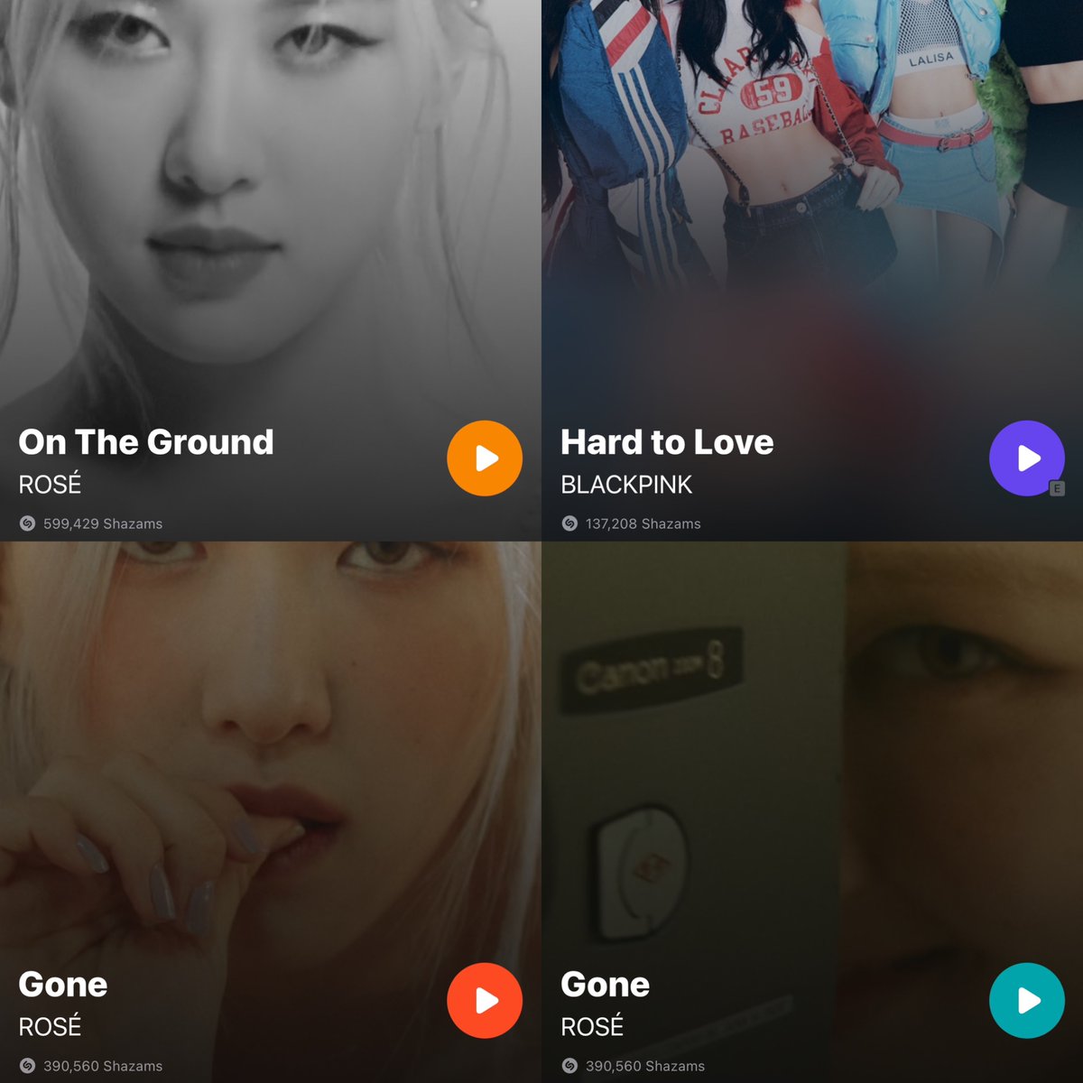 blinksunitedtwt's tweet photo. ROSÉ SS CHALLENGE

Blinks, reply your screenshots of streaming &amp; shazaming #OnTheGround, #HardToLove, #Gone &amp; #GoneLive for Rosé on Spotify &amp; Shazam. Ty! 🤍

Part 3: @BLACKPINK
OTG ROAD TO 500M
#HardToLoveTo200M
#로제 #_R_ #BLACKPINK #RS2 #Vampirehollie #블랙핑크 https://t.co/iQ3rAAKp66