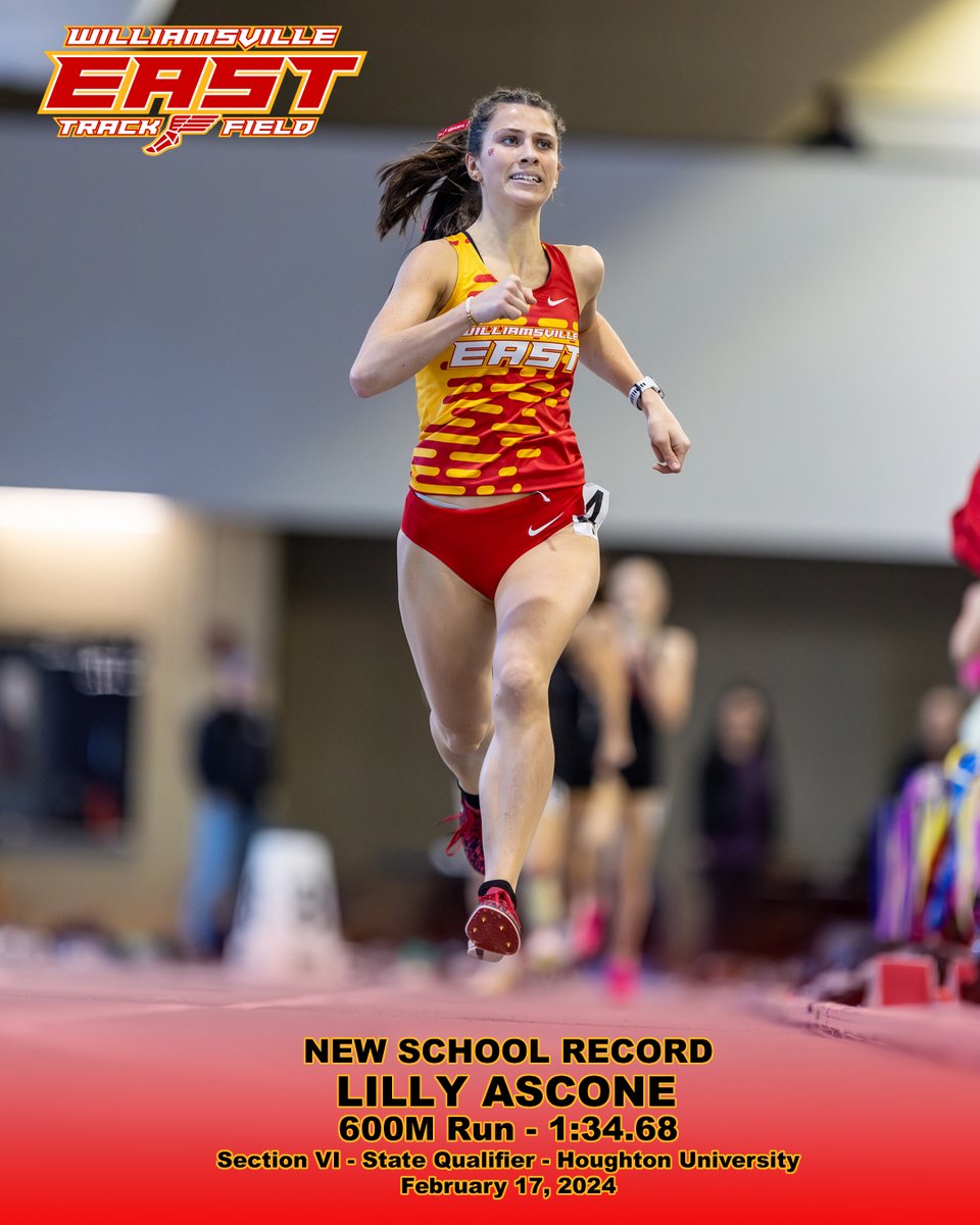 wexctf's tweet photo. Congratulations to Sophomore Lilly Ascone on setting a New School Record in the 600M (1:34.68) at the Section VI State Qualifier on February 17, 2024 https://t.co/YQtfEQ3IGe
