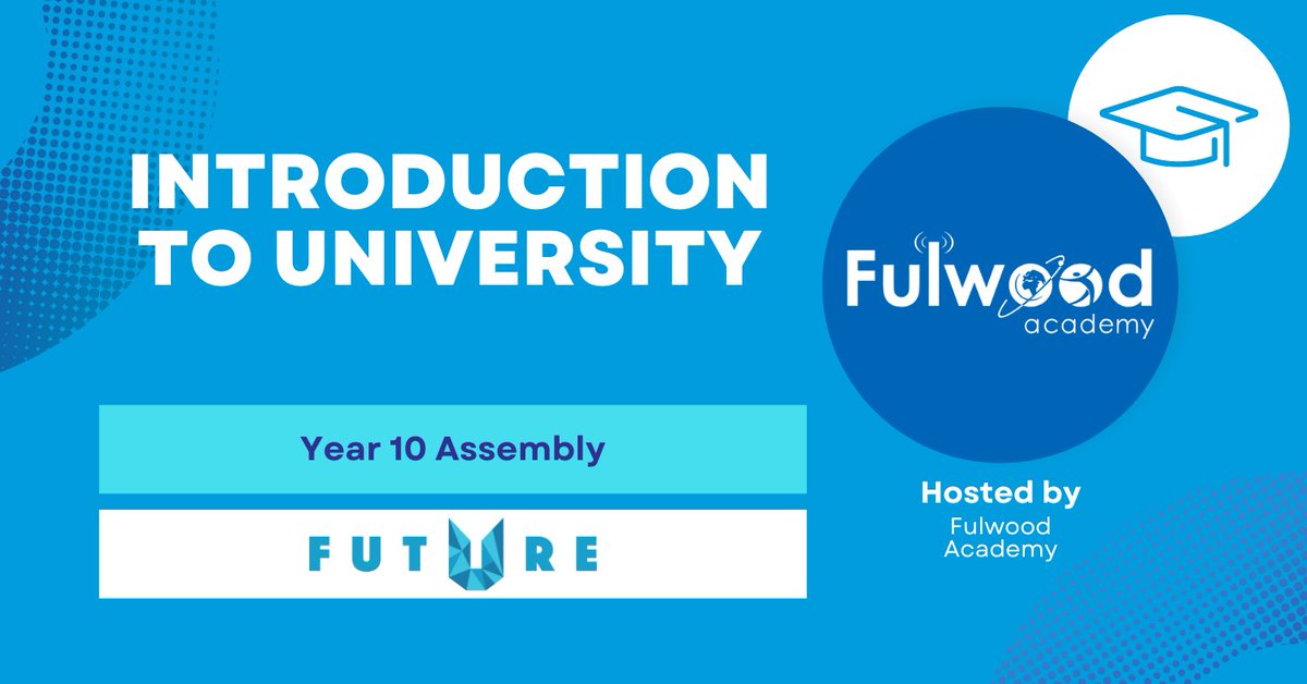 🎓Today, we have been at @FulwoodAcademy for an assembly covering an introduction to university. 🎯Aaron has been with the year 10 learners covering the benefits of university, costs and different types of universities.