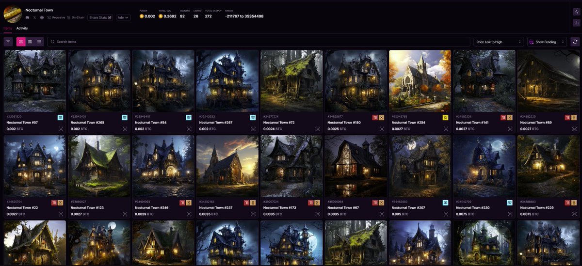 Nocturnal town houses are great for many things:

✅ Safekeeping runes 
✅ Hiding out from the cops.
✅ Become part of the Nocturnal community.
✅ Take part in upcoming Nocturnal Town game.
✅ Cocaine &amp; Hookers!

Only 26 listed <3
magiceden.io/ordinals/marke…