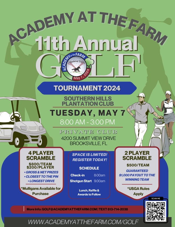 Information for Academy at the Farm's upcoming golf tournament on May 7th!