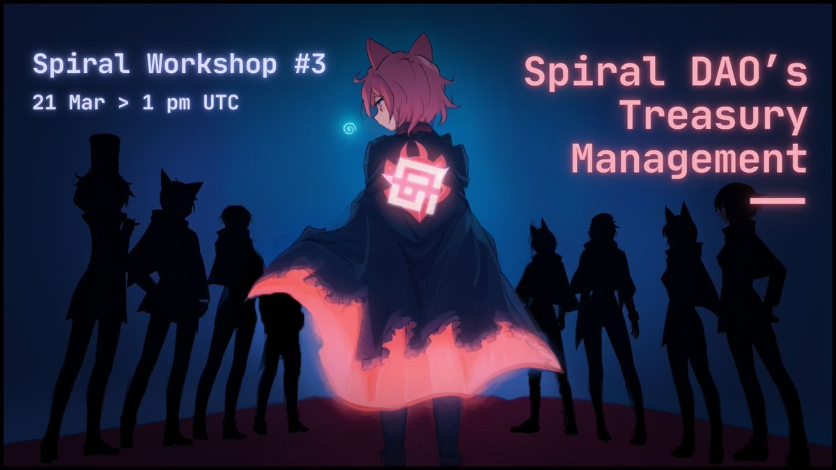 📢We invite everyone to participate in Spiral Workshop #3 dedicated to a deep dive into our treasury management which is at the heart of the DAO's operations🌀 🌟Special guest is @CurveCap who will be sharing insights on various topics related to governance in DeFi. 📍Join the