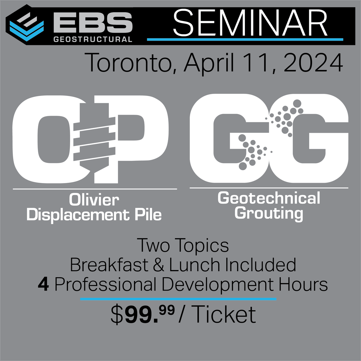 EBSGeo's tweet photo. Join EBS for a half day of learning about Geotechnical Grouting and Olivier Displacement Piles.
- 4 PDH earned
- Breakfast and Lunch included
Toronto April 11 https://t.co/kiBuAGNbaV https://t.co/OUb8c7CqX4