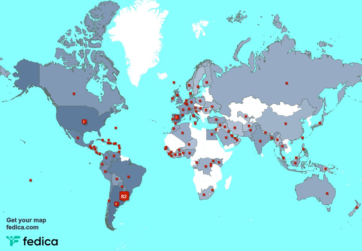 Tengo 131 nuevos seguidores, desde Uruguay 🇺🇾, y más durante la última semana fedica.com/!Alfredolara29