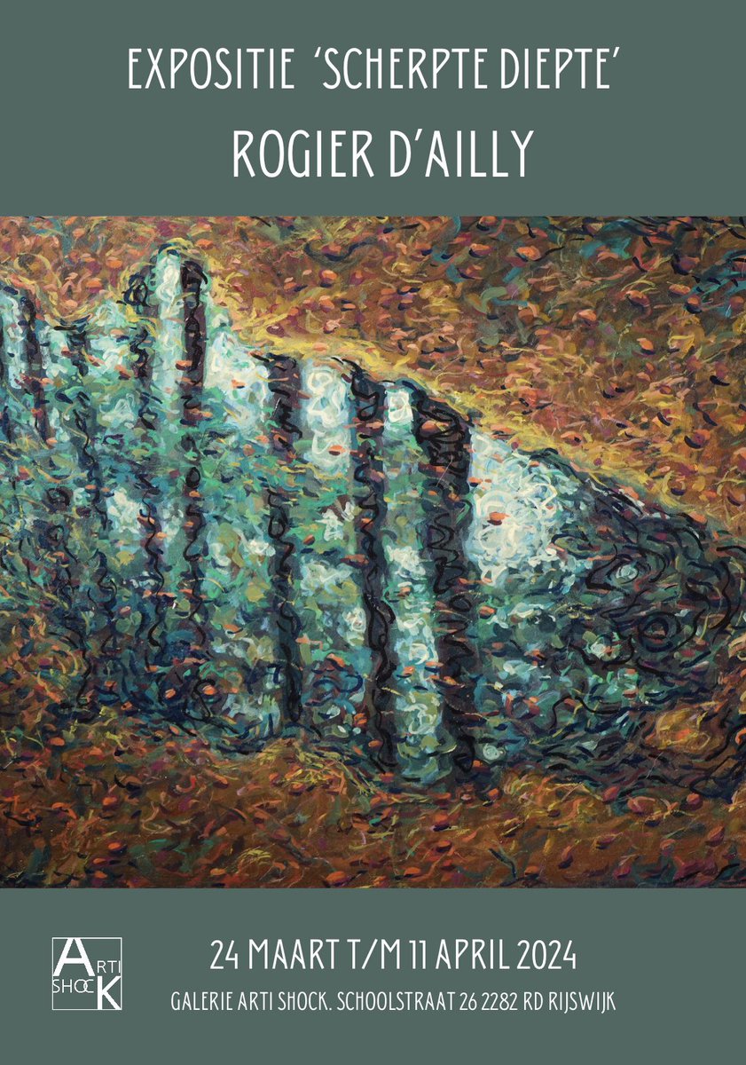 Vanaf zaterdag 23 maart is in galerie Arti Shock de solotentoonstelling van kunstschilder Rogier d’Ailly te bezichtigen. De schilderijen expositie biedt een spel van doorkijkjes en weerspiegelingen waar hoogte en diepte, onder en boven, dichtbij en veraf samenkomen in één wereld.