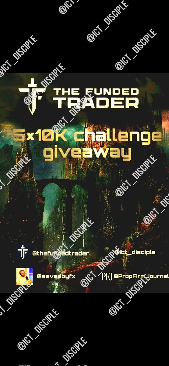 ict_disciple's tweet photo. 🎁🎁GIVEAWAY GIVEAWAY 🎁🎁
In a remarkable collaboration with The Funded Trader, we are thrilled to announce an official giveaway. 
To participate, kindly adhere to the stipulations below:

Follow
⚔@savedbyfx
⚔@thefundedtrader
⚔@propfirmjournal
⚔@ict_disciple 
 
RETWEET, LIKE & Tag 2 friends 
5 winners will be chosen to embark on the $10,000 Challenges. The giveaway concludes on march 31st