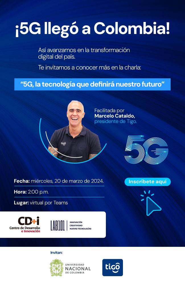 marcelocataldo's tweet photo. Este miércoles estaré en este evento virtual de la @UNALOficial conversando sobre #5G. Les dejo por aquí el link para que puedan registrarse y participar 👇👇👇

https://t.co/mtegW5KWuw

@Lab101UNAL https://t.co/dMaw6VmHcc