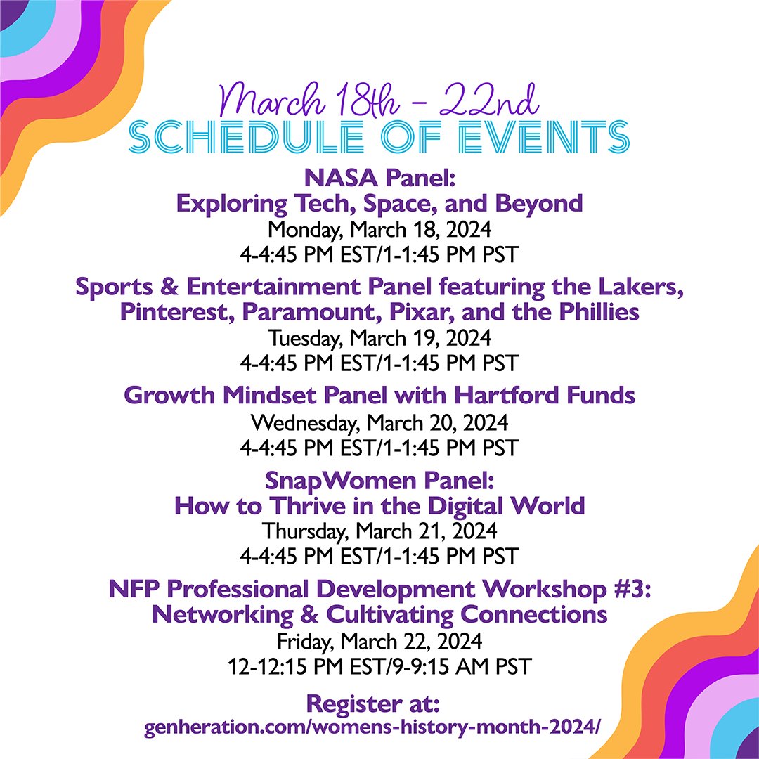 We can't wait to see you this week! 

Register at genheration.com/womens-history….