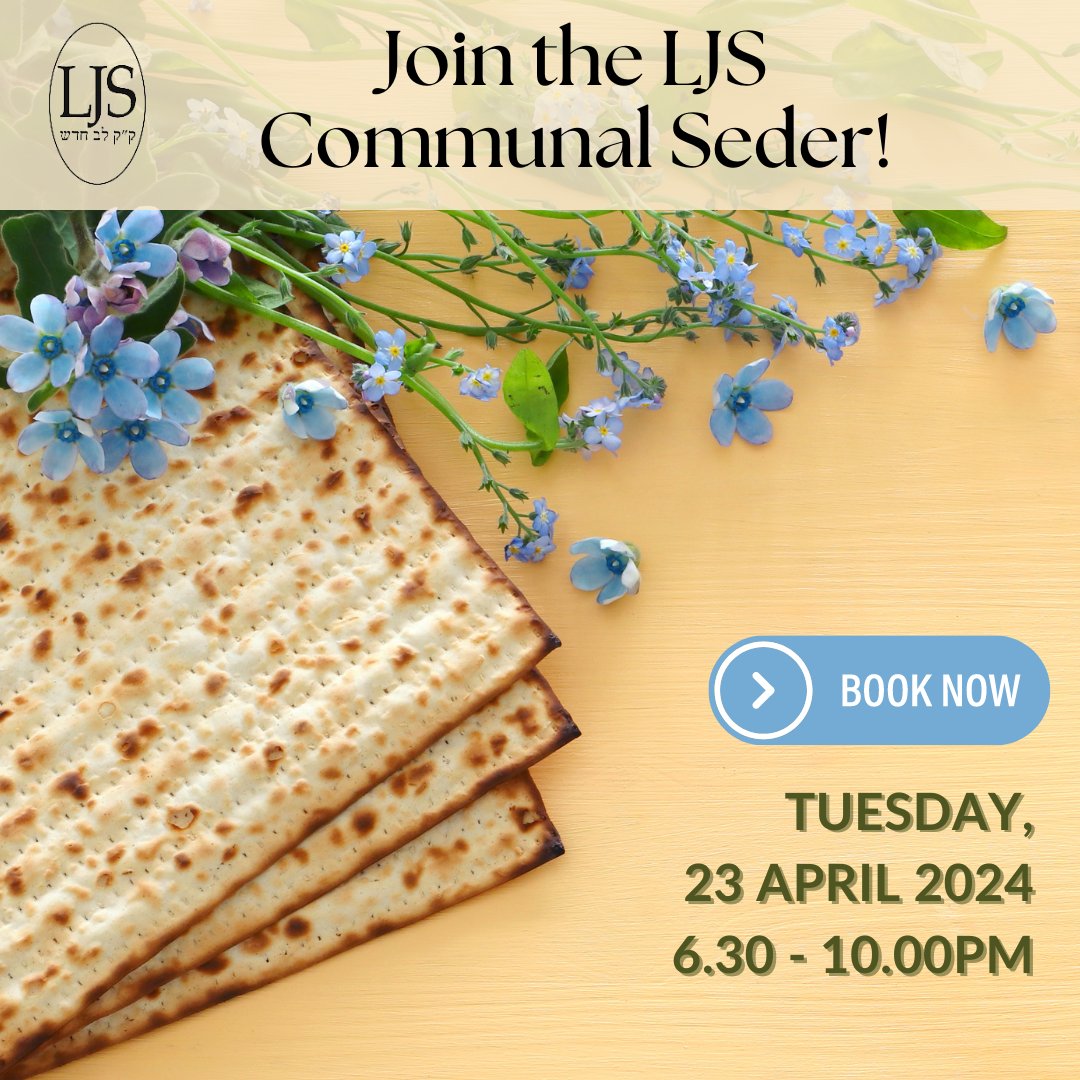 Join us for the LJS Communal Seder on Tuesday 23 April at 6.30pm. Tickets include a flavourful Israeli-style supper with desserts, wine, and soft drinks, and all the foods of the Seder plate bitly.ws/3dXx2
