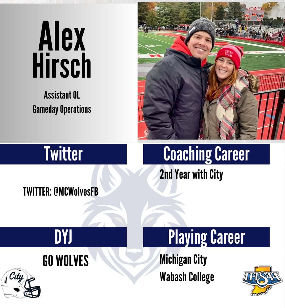 Meet the Wolves! Coach Hirsch will be working with the OL and helping with gameday operations for the second straight season. Go Wolves!