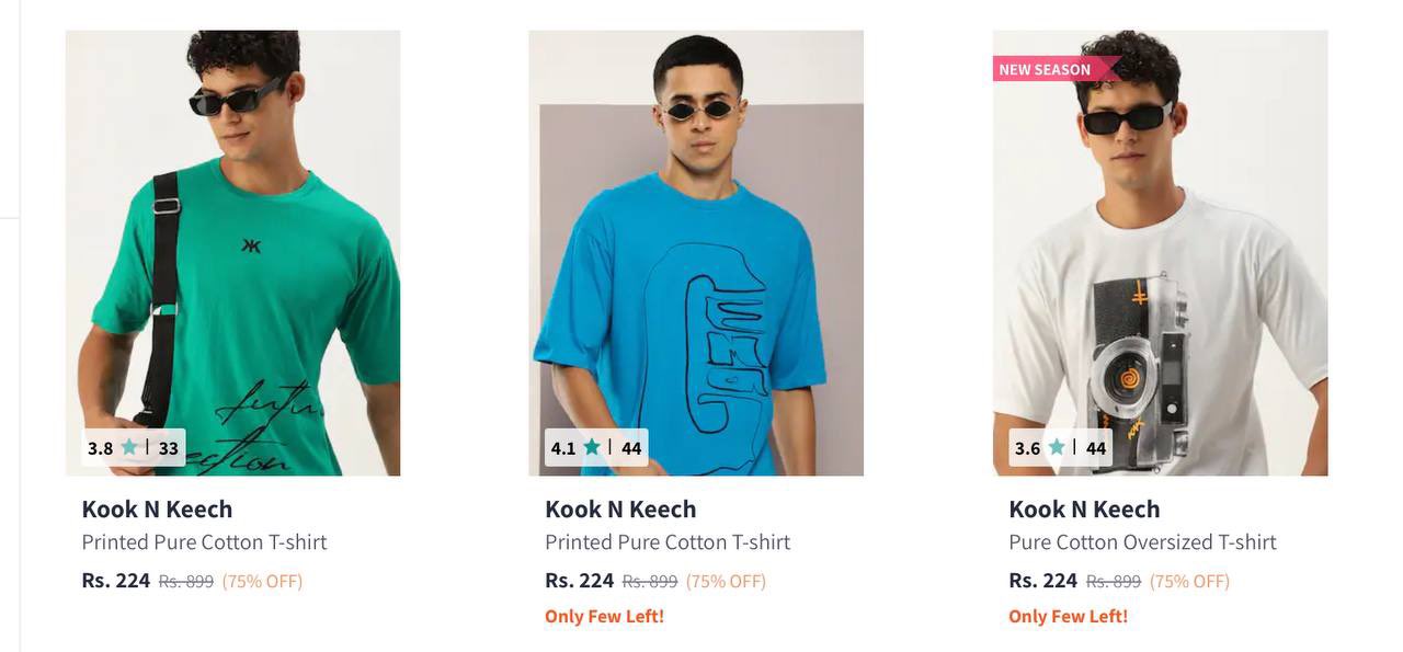 myntra branded t shirts