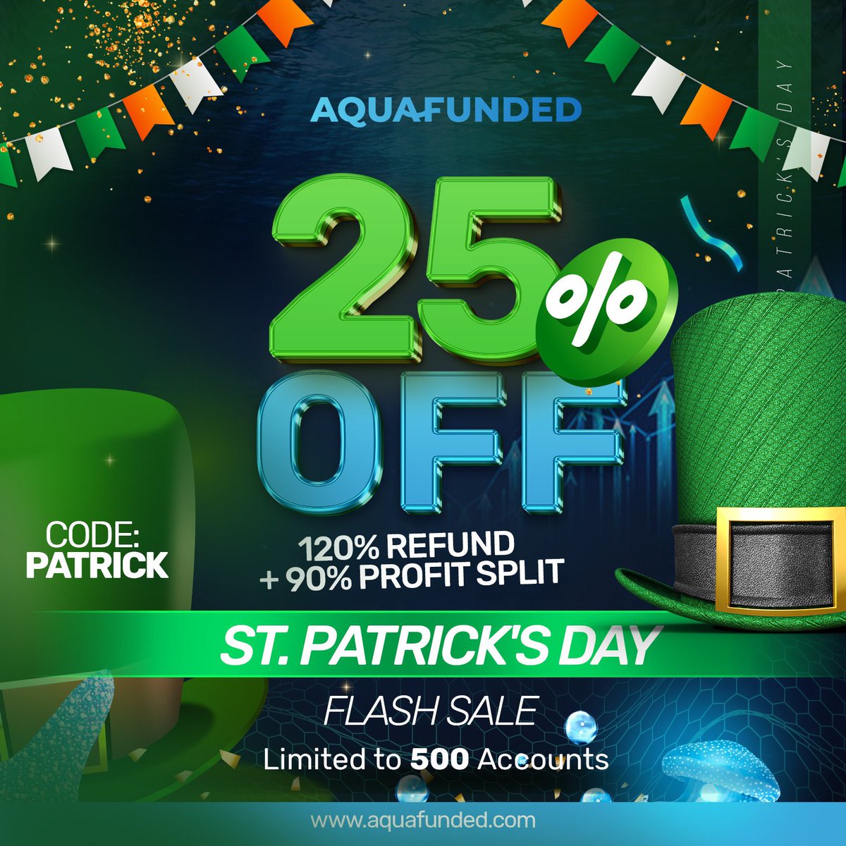 🍀St Patrick’s Day🍀 ⚡Flash Sale⚡ 🌊40% off $10k challenges 🌊25% OFF All Accounts Only for 500 Accounts 👀🥵 🍀120% Refund 🍀90% Profit Split Limited Time Promo Get your account today dashboard.aquafunded.com/ref/1329/