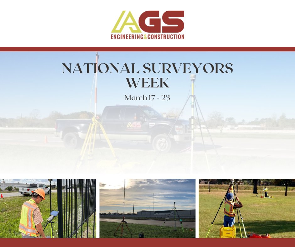 Happy National Surveyors Week!

We would like to thank our survey department for all of their hard work and dedication! Your efforts and skills are very important to our success, and we appreciate everything you do at AGS!

#NationalSurveyorsWeek #Surveyors #AGSsurvey #LandSurvey