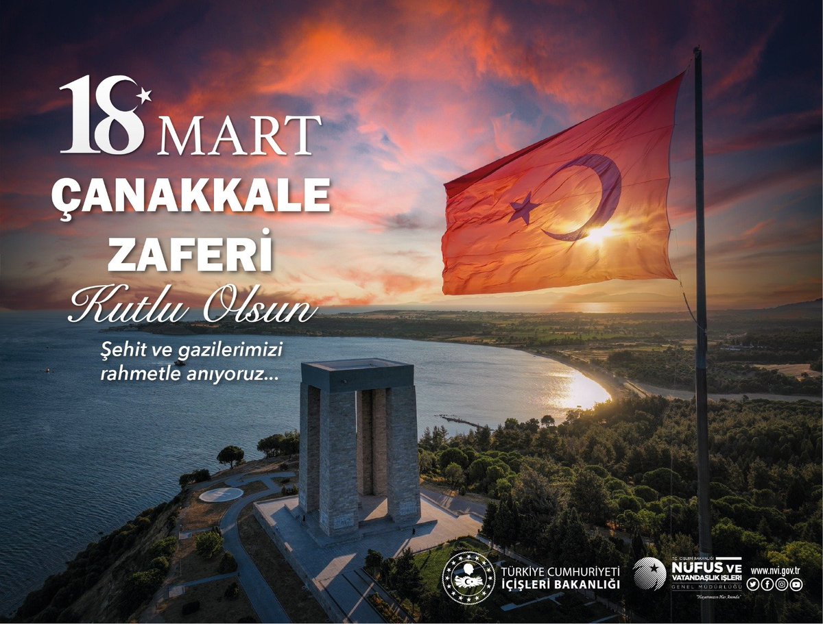 Çanakkale Zaferinin 109. yılında başta Ulu Önderimiz Gazi Mustafa Kemal Atatürk olmak üzere tüm şehitlerimizi ve gazilerimizi saygıyla, minnetle ve rahmetle anıyoruz...
Çanakkale Geçilmez 🇹🇷🇹🇷🇹🇷 #18martCanakkaleZaferi #CanakkaleGecilmez #HayatinizinHerAninda