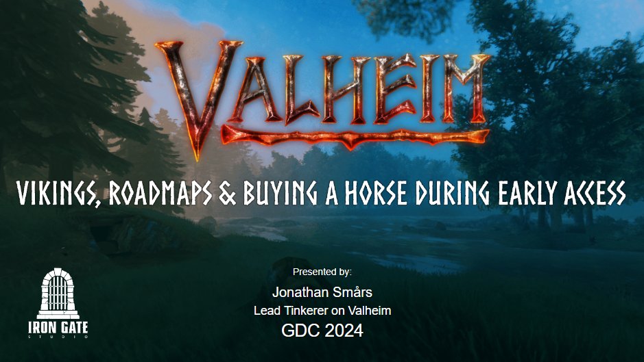 Hey! Come listen to my Valheim talk tomorrow if you're at #GDC! It's in room 2005 in the west hall at 10.50. You can meet most of the team after, and I might have some fun things to give away! 🥳 Hope to see you there! #GDC2024 @Official_GDC #Valheim @Valheimgame