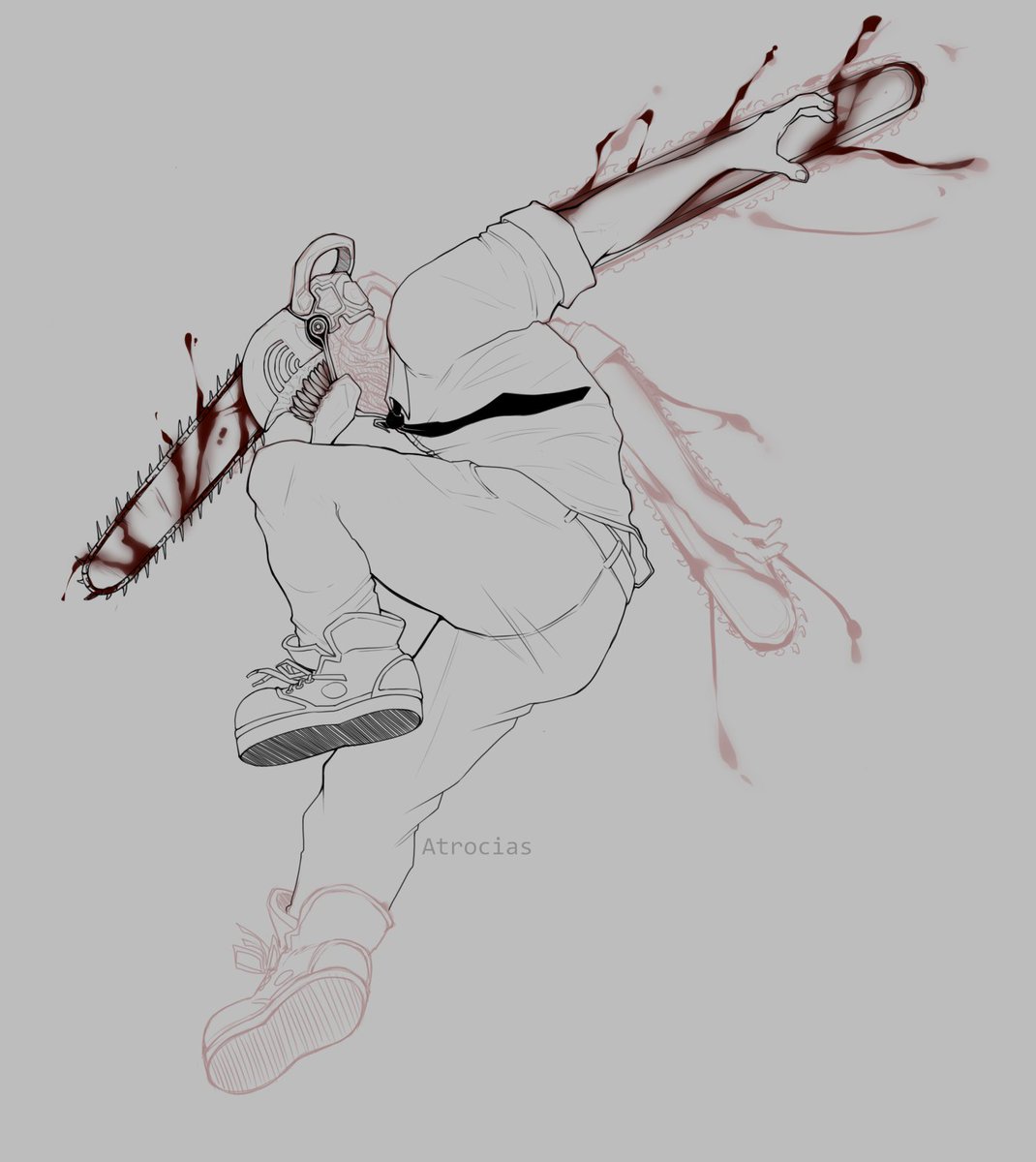 a little WIP- chainsaw man for a friend for a favor they did me! Still a long way to go but proud so far