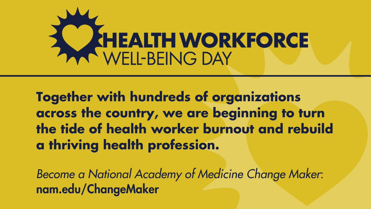 Creating a sustainable health system starts with a safe, fulfilled, and well health workforce. Learn more about solutions health care and other leaders can implement to improve #HealthWorkerWellBeing: nam.edu/HWWBDay 

#HWWBDay