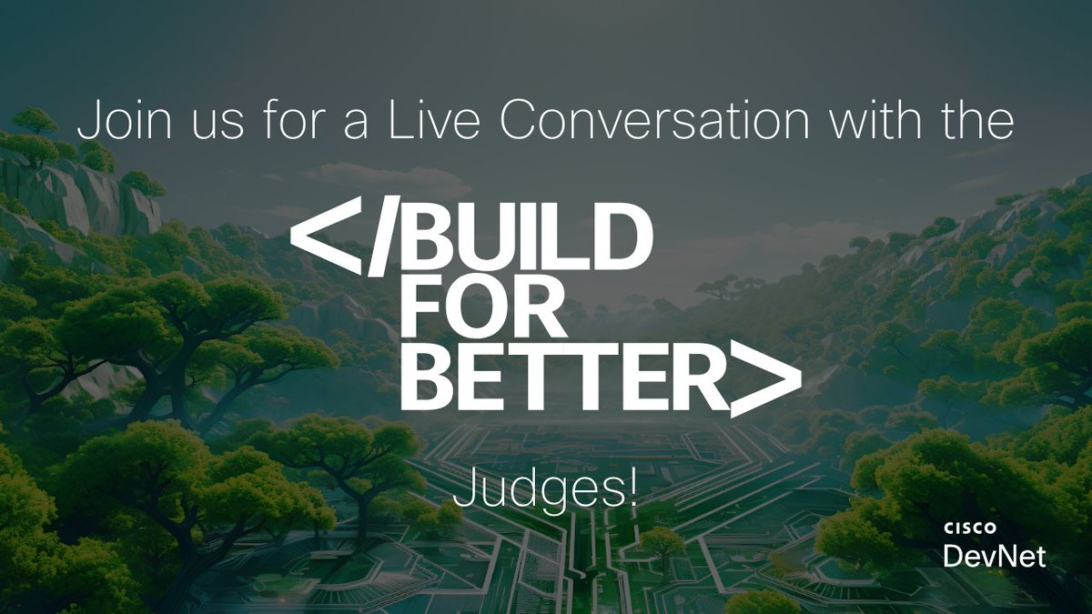 CiscoDevNet's tweet image. Join us tomorrow LIVE to chat with the #BuildForBetter #CodeChallenge Judges 🎉linkedin.com/feed/update/ur…