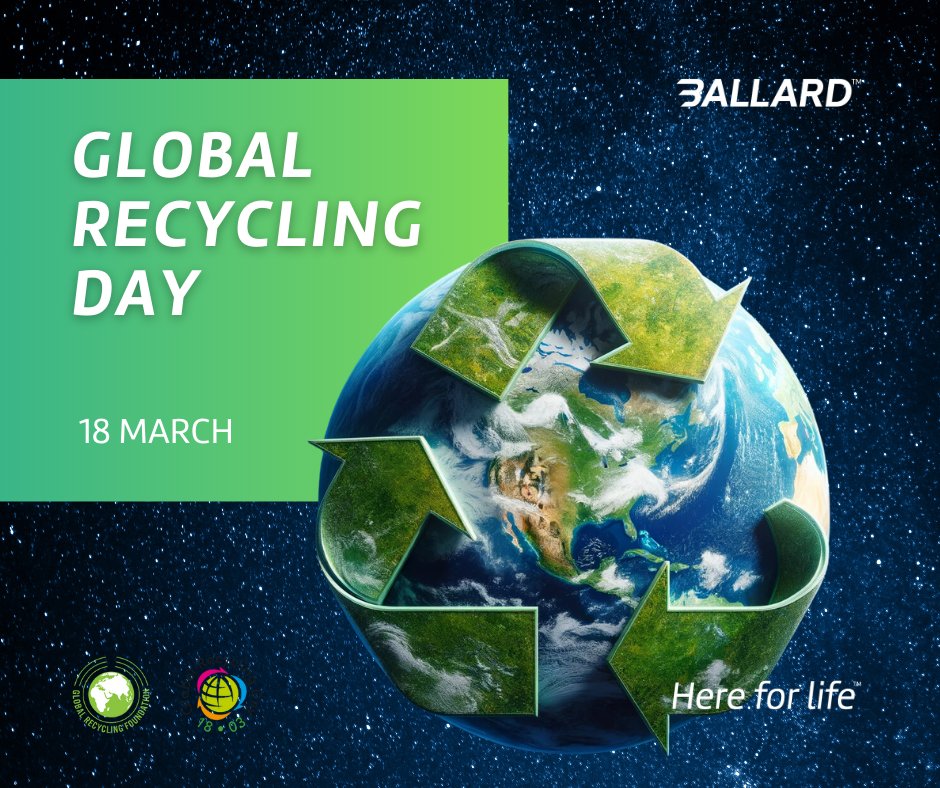 Happy Global Recycling Day! 🌎♻️🌿 Reduce, Reuse, Recycle, and Reimagine a greener future. Together, we can make a world of difference! Learn about Ballard's recycling initiatives: bit.ly/3v88az8 #GlobalRecyclingDay