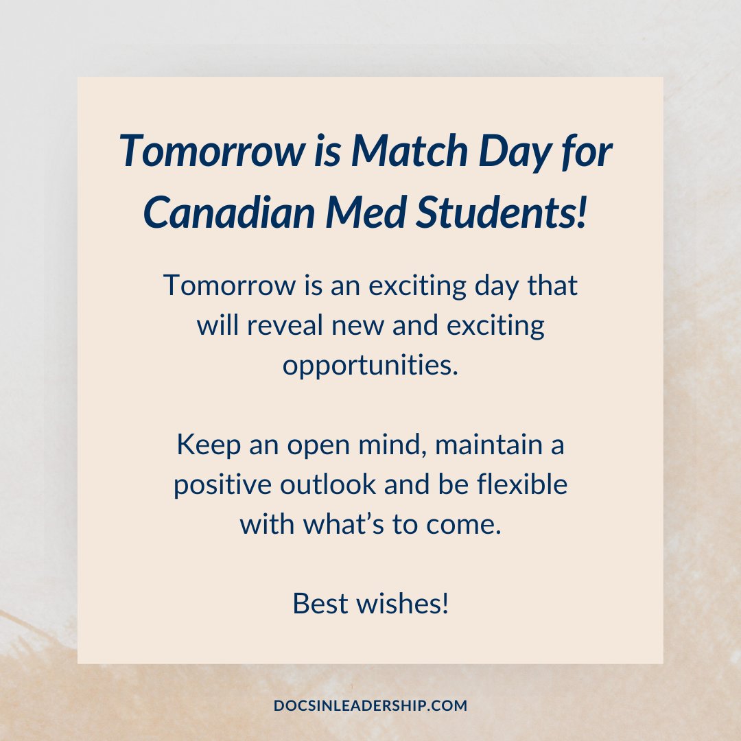 Tomorrow is Match Day in Canada! 🎉 No matter what the outcome, this unique experience will lead you to new and exciting opportunities 🚀. Wishing you all the very best! 🌟 

#MedEd #ResidencyMatch #Match2024 #CARMS #NRMP