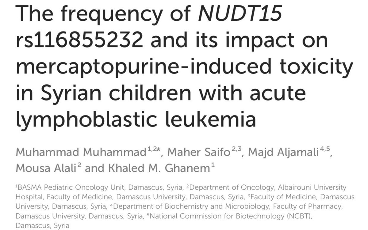 Thrilled to announce the groundbreaking publication of the first genetic study in pediatric oncology in Syria! 🧬🇸🇾 A collaborative effort between our unit, Damascus University, and the National Commission for Biotechnology. Check out the full text here: frontiersin.org/journals/oncol…