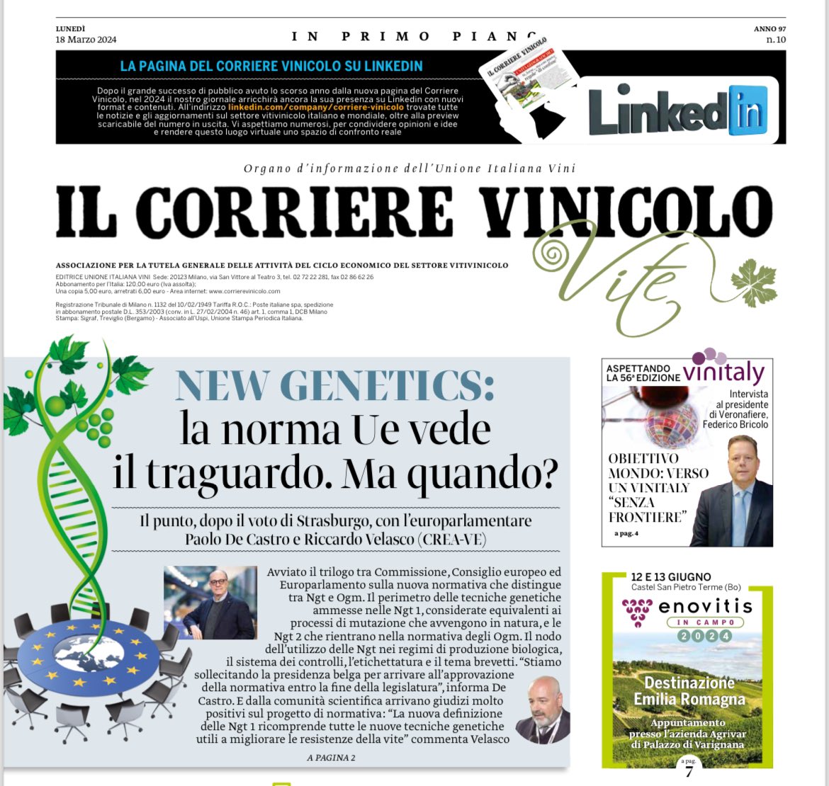 paolodecastro's tweet photo. #Newgenetics #NOOGM #TEA #agricoltura๐ช๐บ๐ฎ๐น
โผ๏ธLa norma #UE vede il traguardo. Ma quandoโ
๐ฃ๏ธNe parlo su @IlVinicolo ๐
@SocialMasaf https://t.co/H5g5bBBkYA