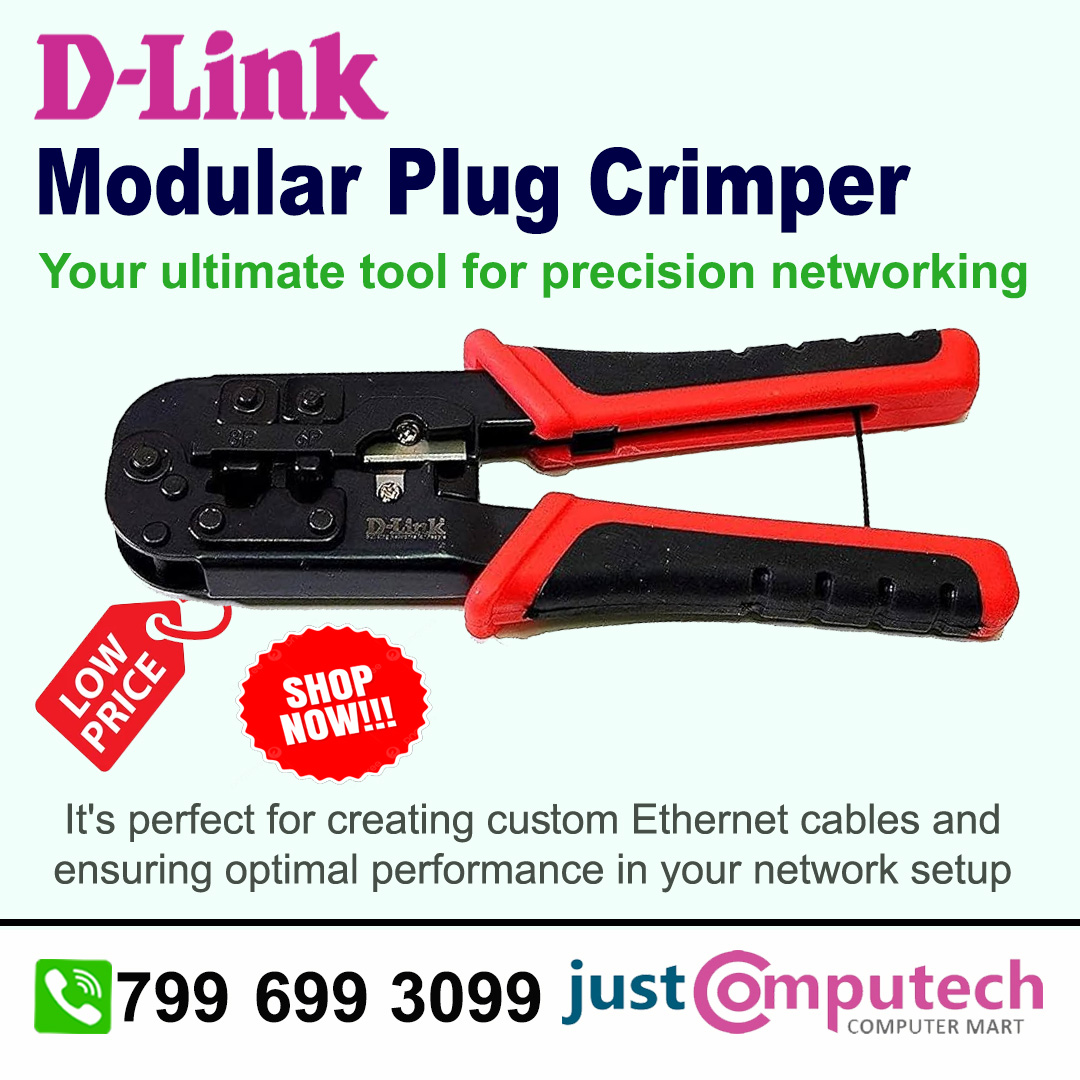 Perfect for creating custom Ethernet cables with precise connections, ensuring optimal performance for your network setup. 
Visit our store or CALL 799 699 3099

#justcomputech #tumakuru #DLink #NetworkingTools #PrecisionNetworking #TechEssentials #UltimateCrimper