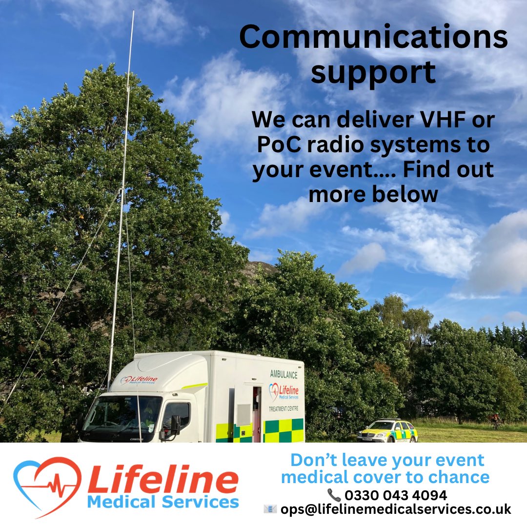 Event needing #communications support? We can help! #VHF AND #PoC systems able to be deployed for your own staff as well as ours. 
#eventComms #motoTRBO #DMR #Trbonet
