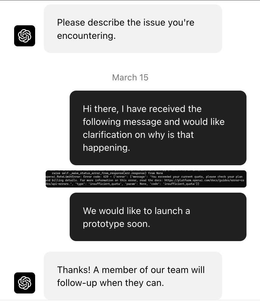 asarria74's tweet photo. @OpenAI it's been 72 hours and the bot conversation has been closed. Would you please let me know when a member of your team "can" follow up? Tks https://t.co/gEoT0Hm6vi
