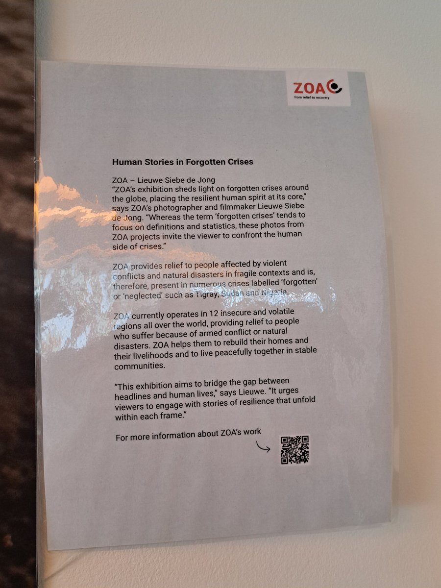 Dutch Relief Alliance partner ZOA has an impressive photo exhibition at #EHF2024 called Human Stories in Forgotten Crises with pictures from Tigray, Sudan and Nigeria. #EHF2024 #European Humanitarian Forum #DutchReliefAlliance #ZOA