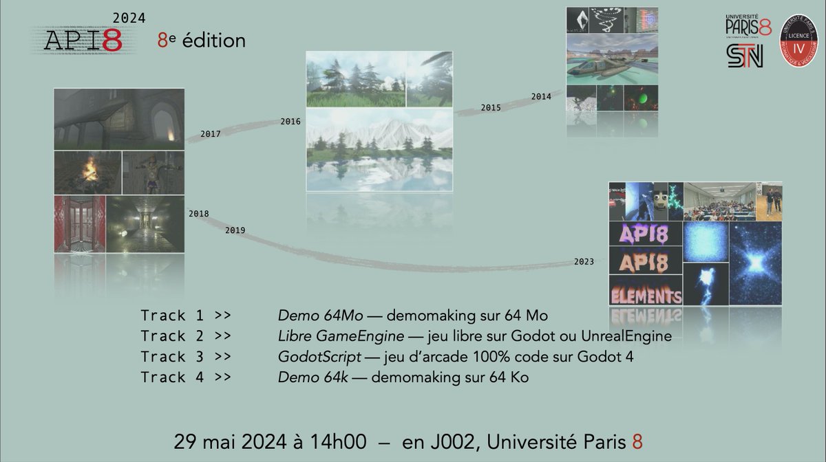 ConcoursAPI8's tweet image. 🚀 Le Concours de Codage pour Étudiants API8 2024 est de retour pour sa 8ème édition pendant la semaine des créations de UP8 ! @UnivParis8
📅 29 mai 2024
📍 Université Paris 8 Saint-Denis
#StudentCodingCompetition #CodingForStudents #API8