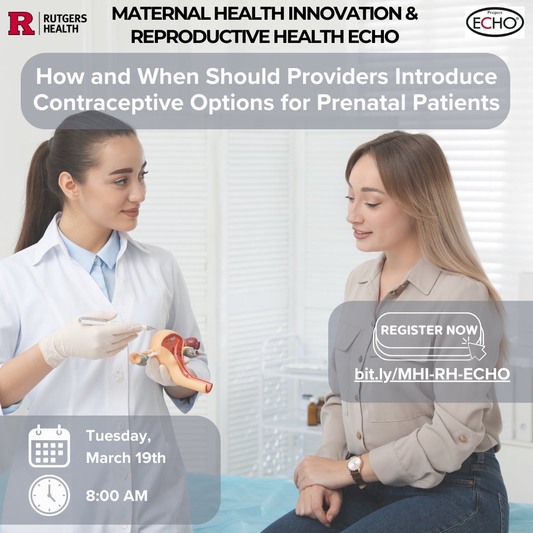 When should providers talk to prenatal patients about their contraceptive options? What is contraceptive coercion? How can your organization change the narrative? Join us tomorrow (Tue 3/19) on our next Reproductive Health ECHO to learn more! Register: bit.ly/MHI-RH-ECHO