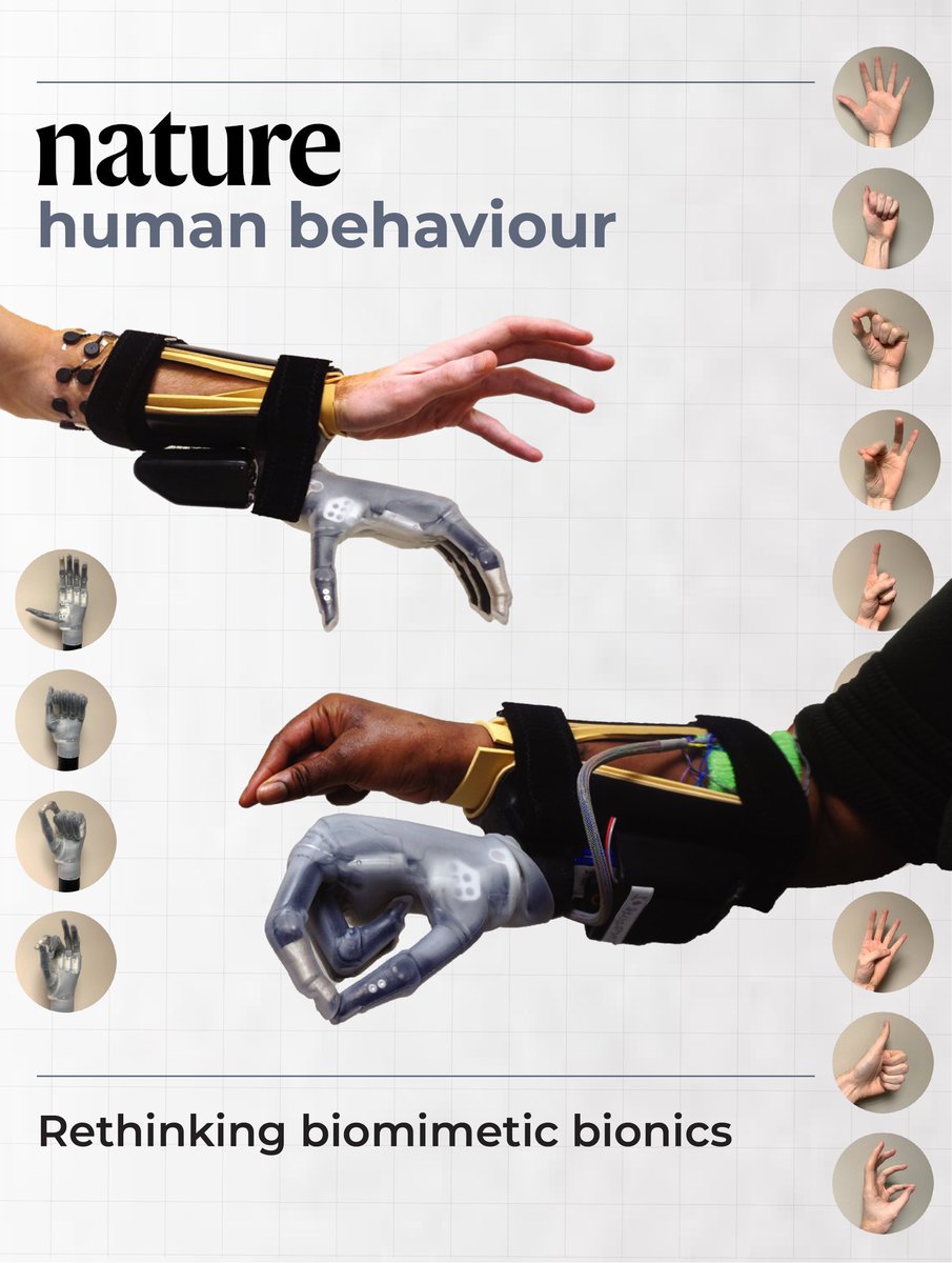 Now out in @NatureHumBehav We show that people can learn to control bionic hands just as effectively and in some ways better, using unnatural control strategies compared to strategies that mimic natural limb control. nature.com/articles/s4156… @plasticity_lab @Chris_I_Baker