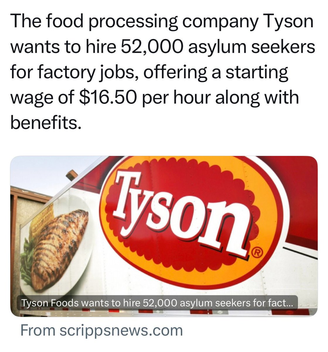 Tyson states it’s only 2,500 illegals over the next 3 yrs. The numbers can’t be verified at this time. The fact is they fired 1,200 American workers. Tyson can spin this but the facts are evident that they don’t give a crap about American people.