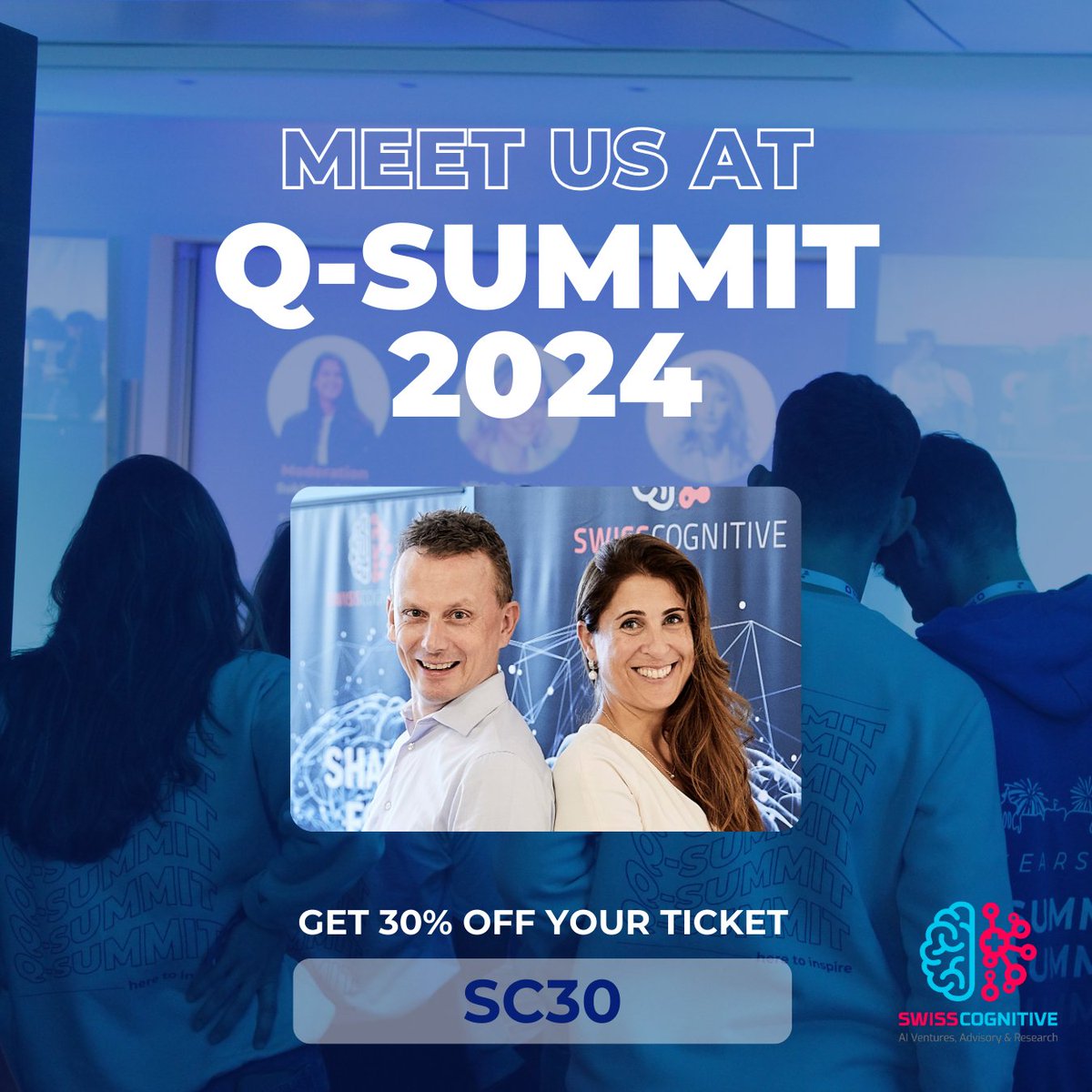 The #QSummit 2024 is where visions soar!🚀 Join @andy_fitze, myself & top industry leaders🧠 +1400 participants, dynamic workshops, pitch battles & more🎉 With @SwissCognitive, we offer 30% off for our AI Enthusiasts🫶 Don't miss: April 4-5, Mannheim🇩🇪 vivenu.com/c/l26d2f5e