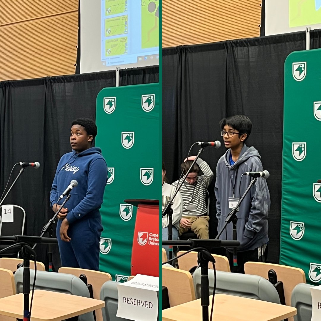 Two Grammar students participated in the Nova Scotia Provincial Spelling Bee at Cape Breton University. Tolu Adebisi '28 placed in the top 9 and Yuvan Barani '28 tied with another speller for 2nd place. Congratulations for representing Grammar so well! 👏 #HalifaxGrammar