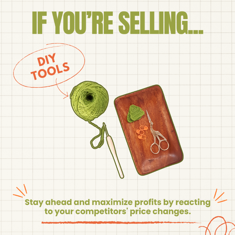 PrisyncCom's tweet photo. Do you sell in the #DIY tools category? ✂️ 🖌
Prisync's engine enables #ecommerce merchants in different product categories to monitor competitor prices easily🔥
Optimize your #pricing & maximize profits with us! 🚀😎
#priceoptimization #competitorresearch
