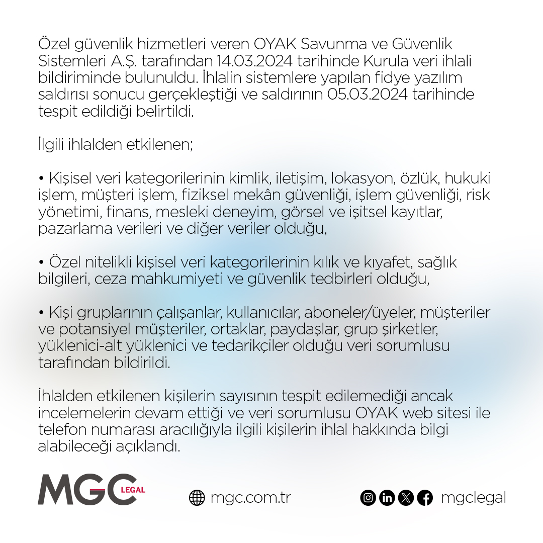 OYAK Tarafından Veri İhlali Bildiriminde Bulunuldu
